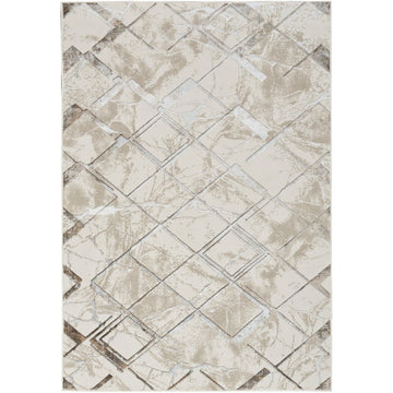 Glitz GLZ02 Modern Geometric Marble Distressed Metallic Shimmer Hi-Low Textured Soft-Touch Polyester Low Profile Short-Pile Ivory/Grey/Taupe Rug-Nourison-Rug Love - The Most Loved Rug Store